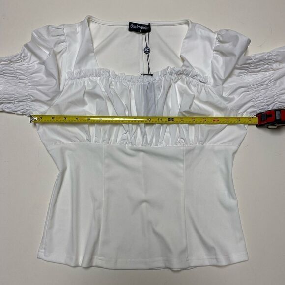 Scarlet Darkness Women’s White Ruffle Long Sleeve Renaissance Lolita Blouse Sz L - Picture 4 of 9